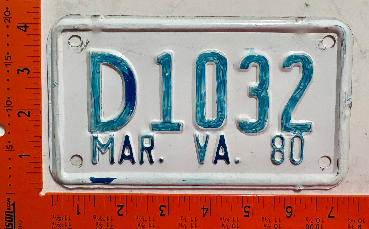 1980 Virginia #D1032 Motorcycle Dealer License Plate