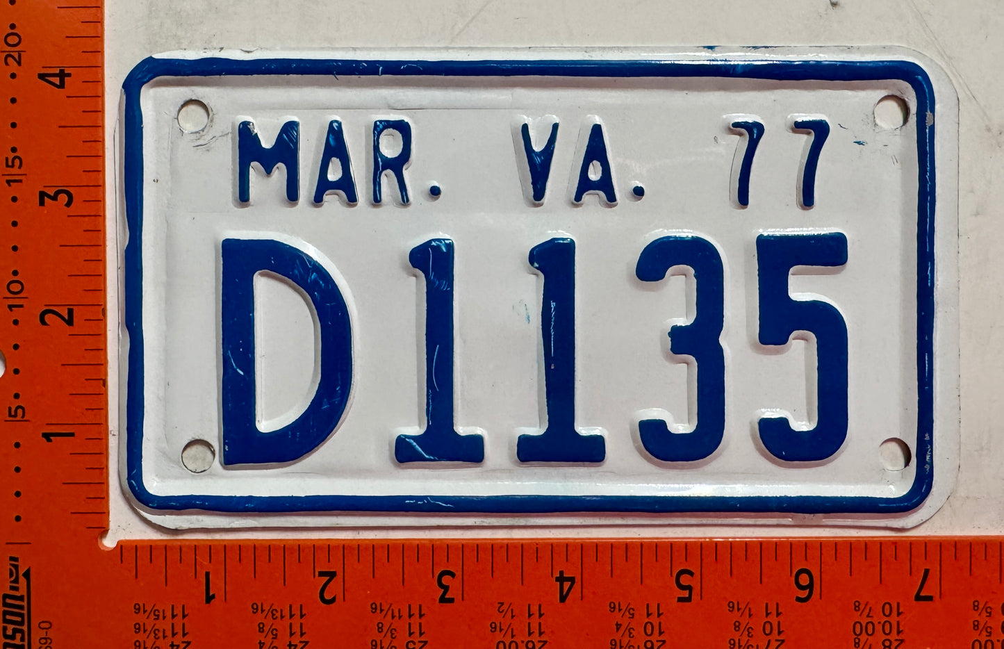 1977 Virginia #D1135 Motorcycle Dealer License Plate