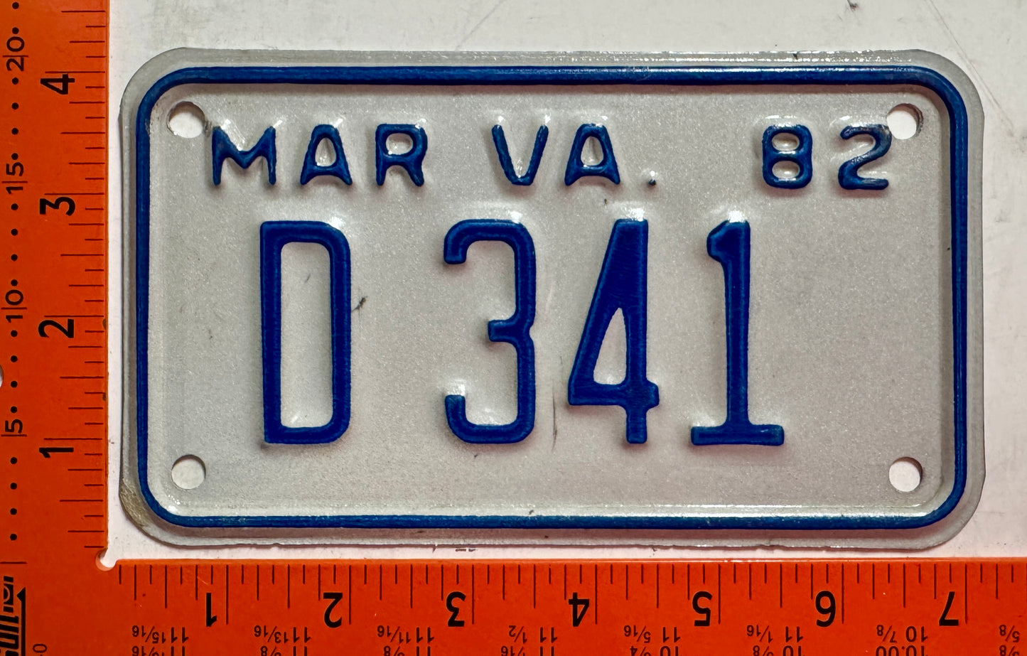 1982 Virginia #D 341 Motorcycle Dealer License Plate
