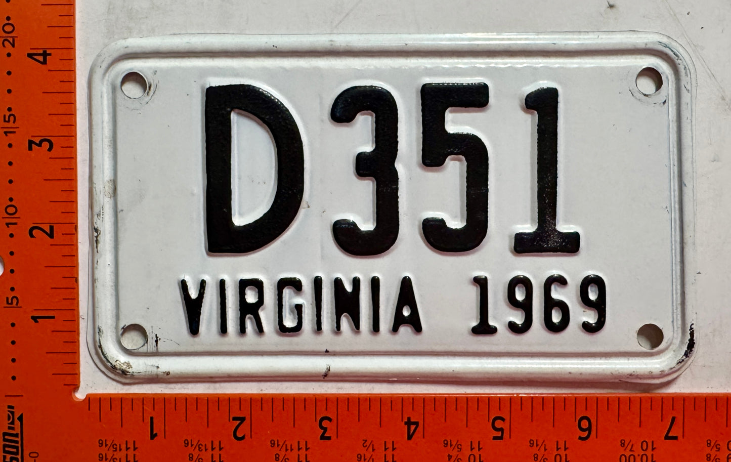1969 Virginia #D351 Motorcycle Dealer License Plate
