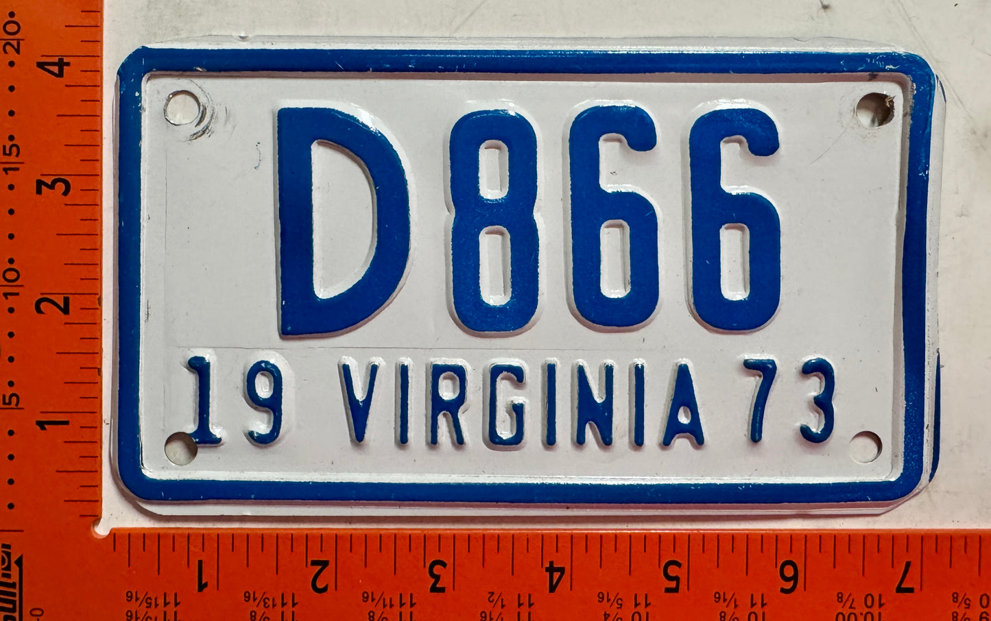 1973 Virginia #D866 Motorcycle Dealer License Plate