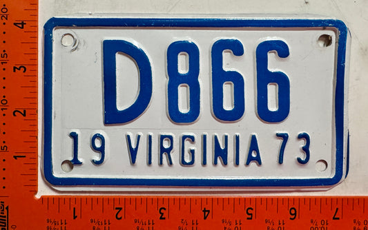 1973 Virginia #D866 Motorcycle Dealer License Plate