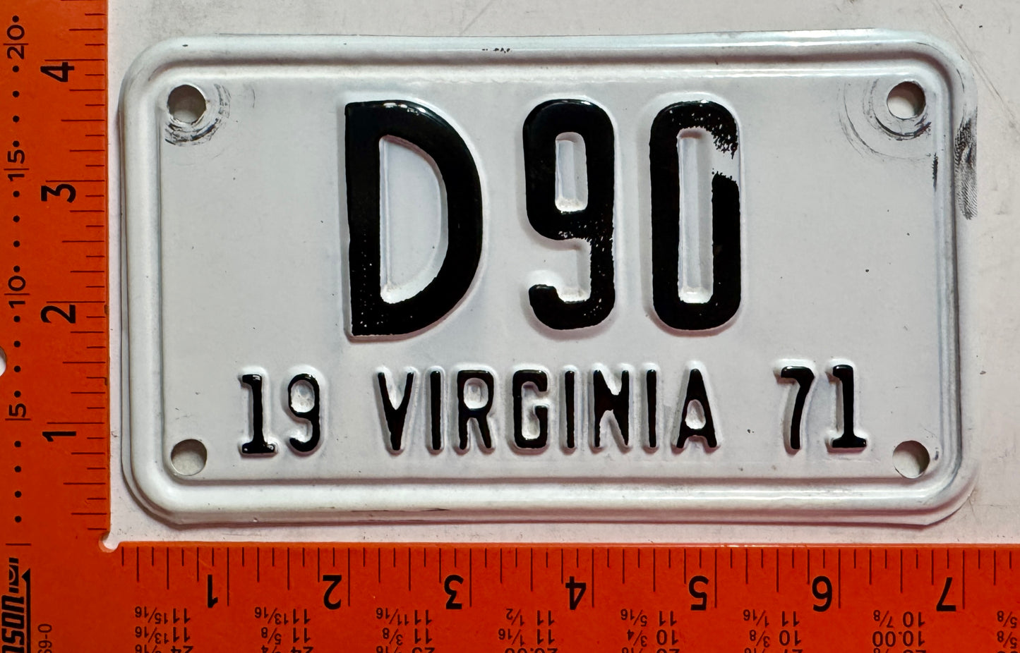 1971 Virginia #D90 Motorcycle Dealer License Plate