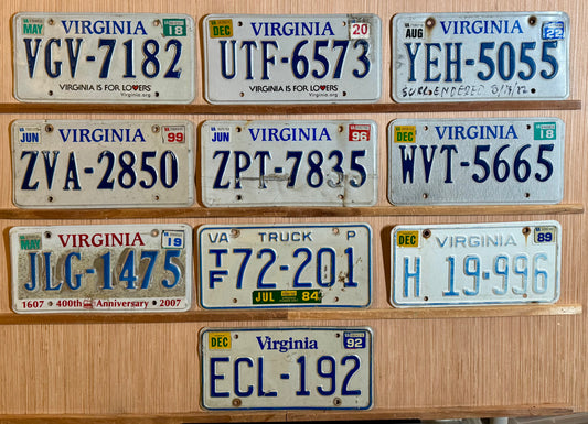 Group of 10 Virginia License Plates (Crafter)