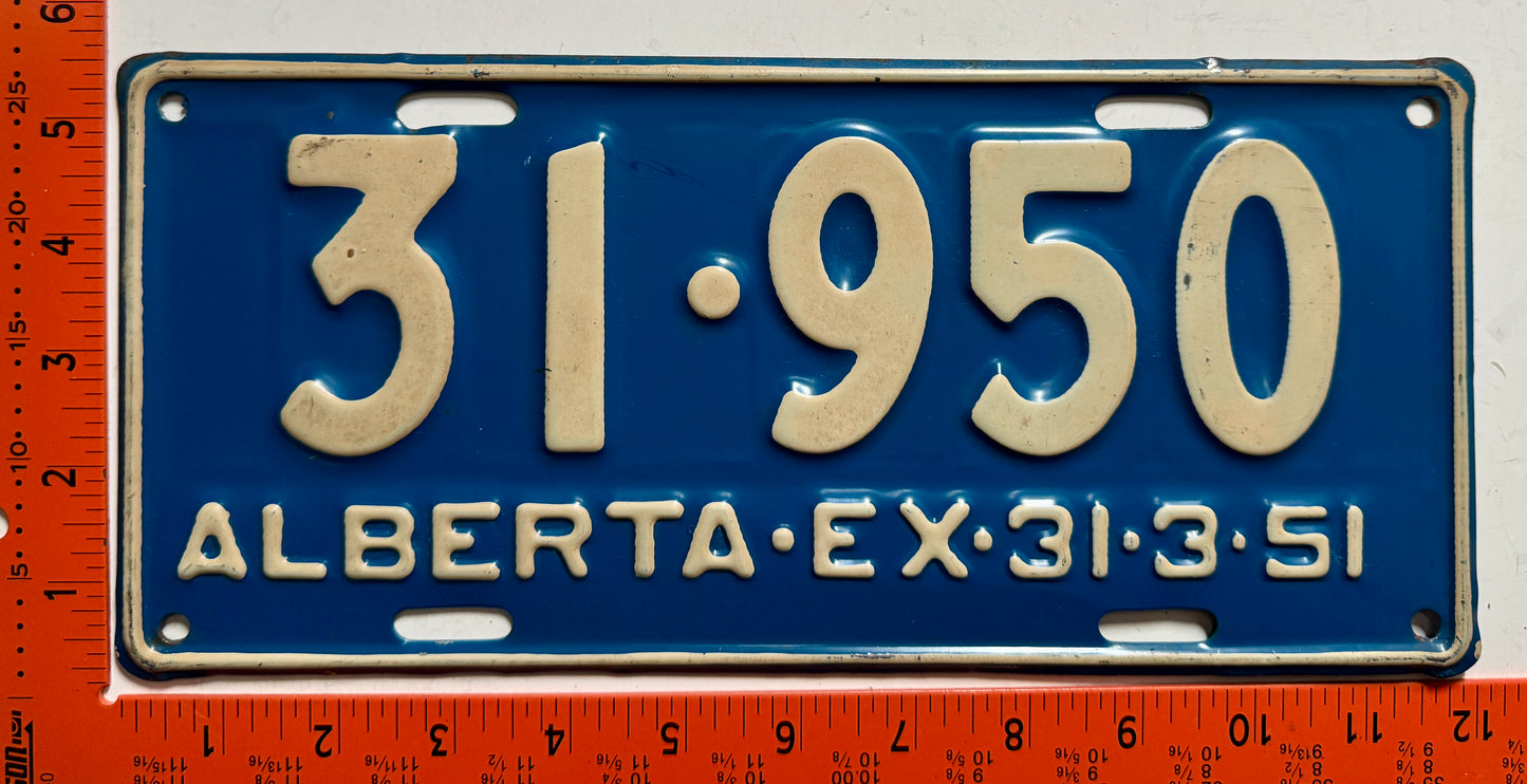 1951 Alberta #31-950 Passenger License Plate