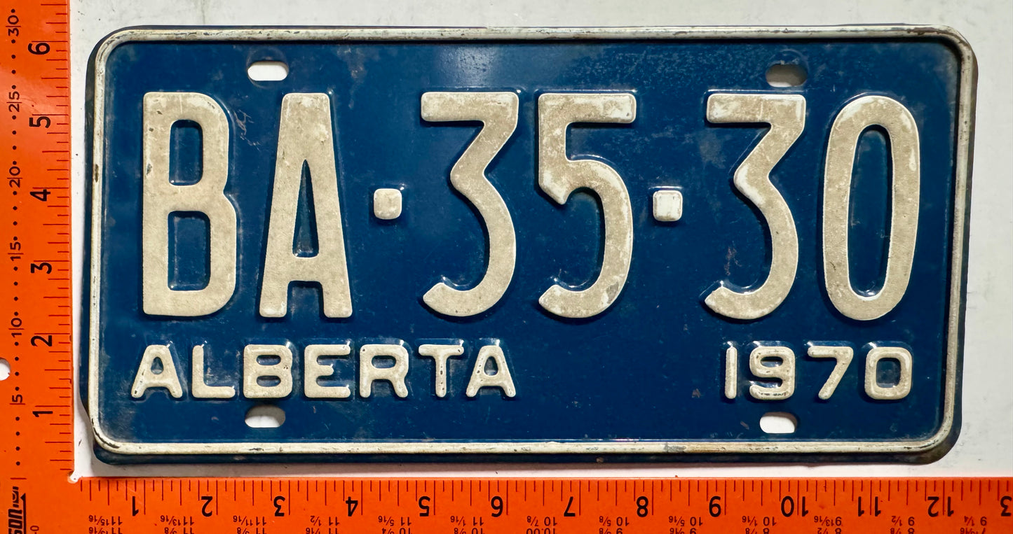 1970 Alberta #BA-35-30 Passenger License Plate