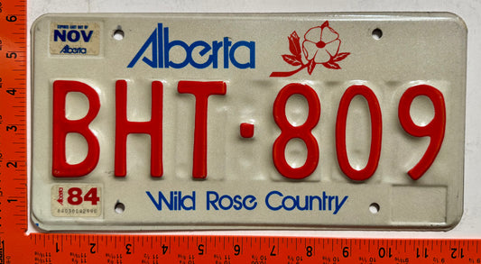 1984 Alberta #BHT-809 Passenger License Plate