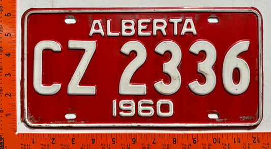 1960 Alberta #CZ 2336 Passenger License Plate