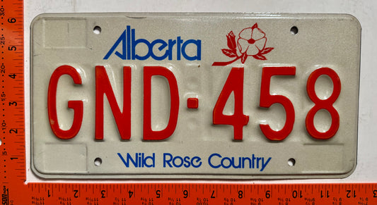 undated Alberta #GND-458 Passenger License Plate