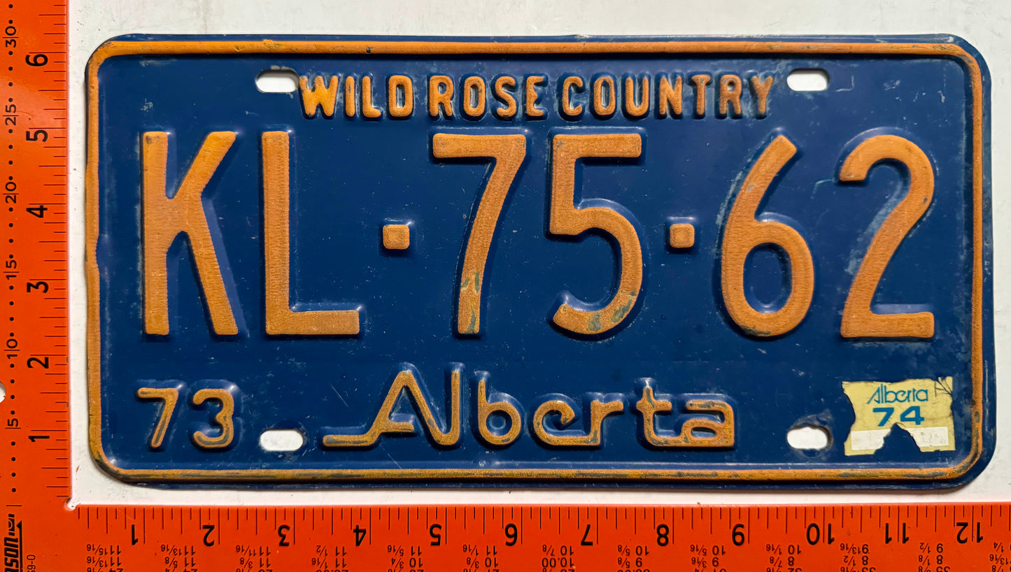 1974 Alberta #KL-75-62 Passenger License Plate