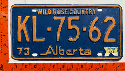 1974 Alberta #KL-75-62 Passenger License Plate
