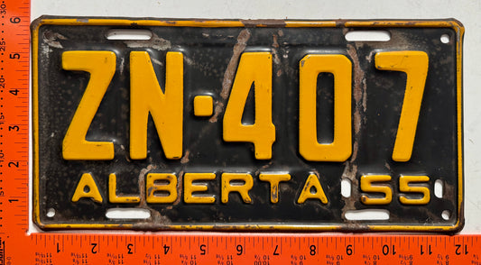 1955 Alberta #ZN-407 Passenger License Plate