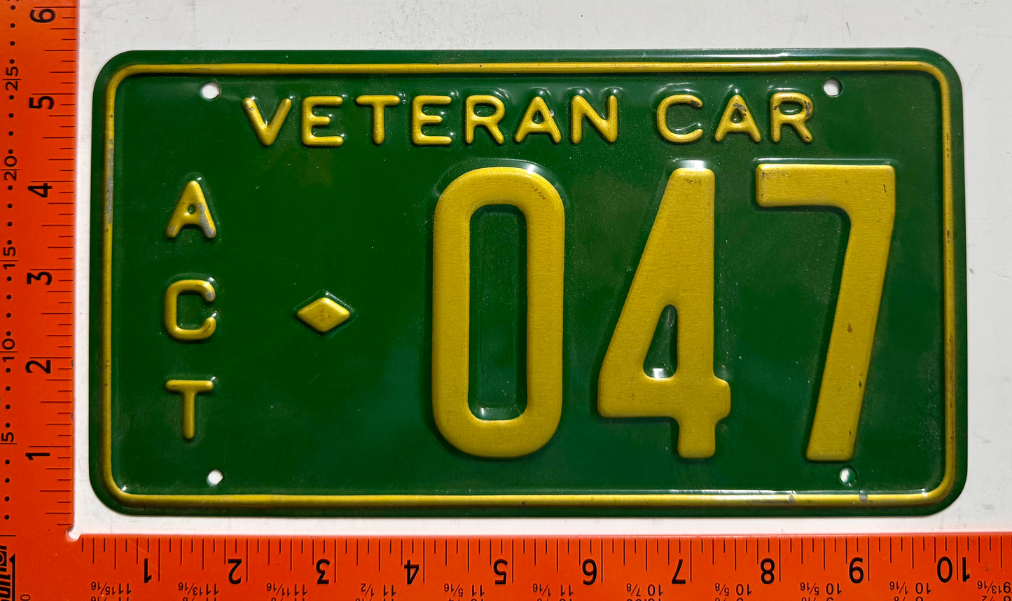 undated ACT, Australia #047 Veteran Car License Plate