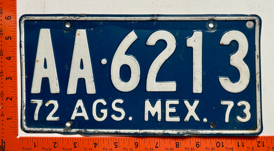 1972-1973 Aguascalientes, Mexico #AA-6213 Truck License Plate