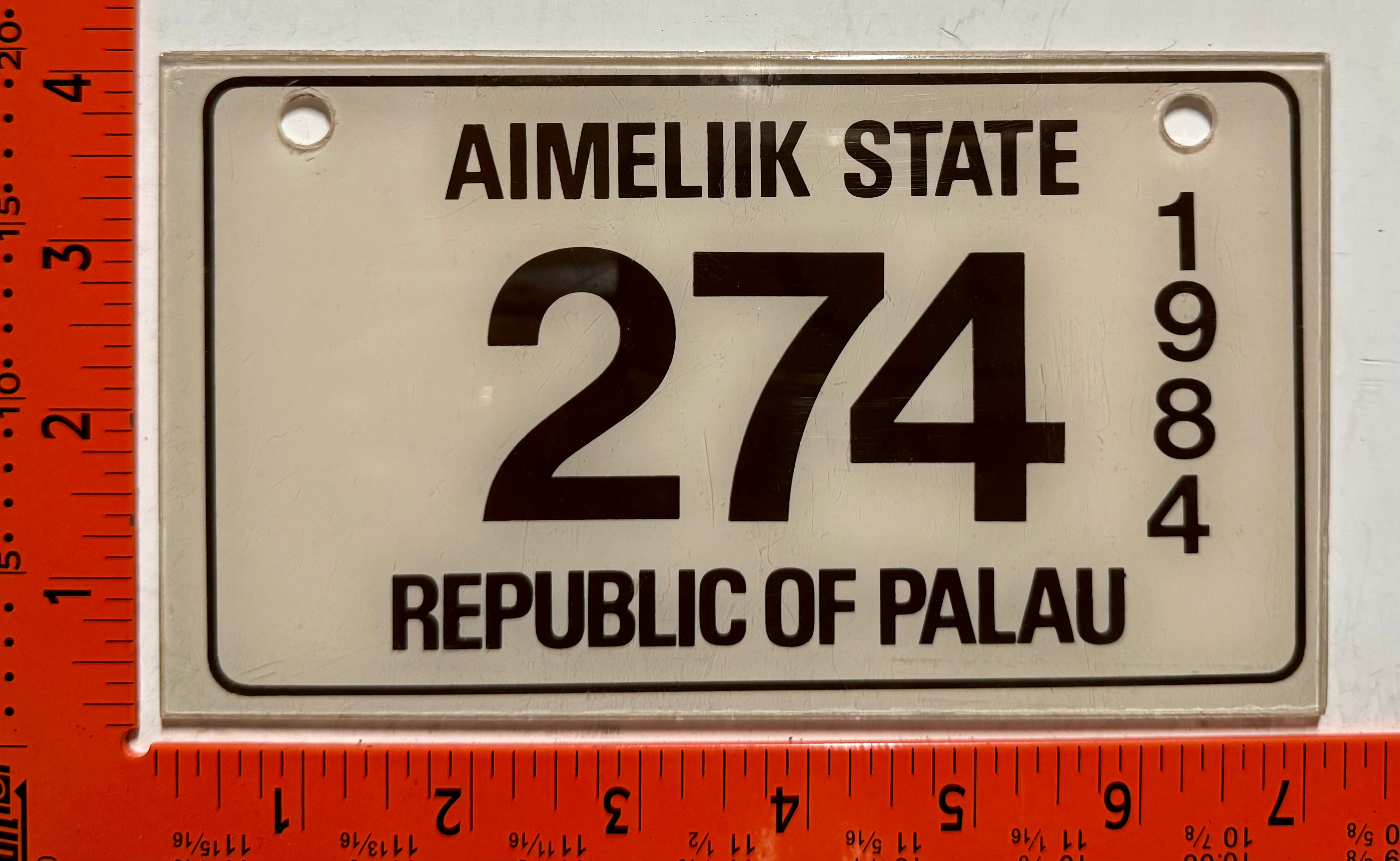 1984 Aimeliik State, Palau #274 Motorcycle License Plate – LicensePl8s.com