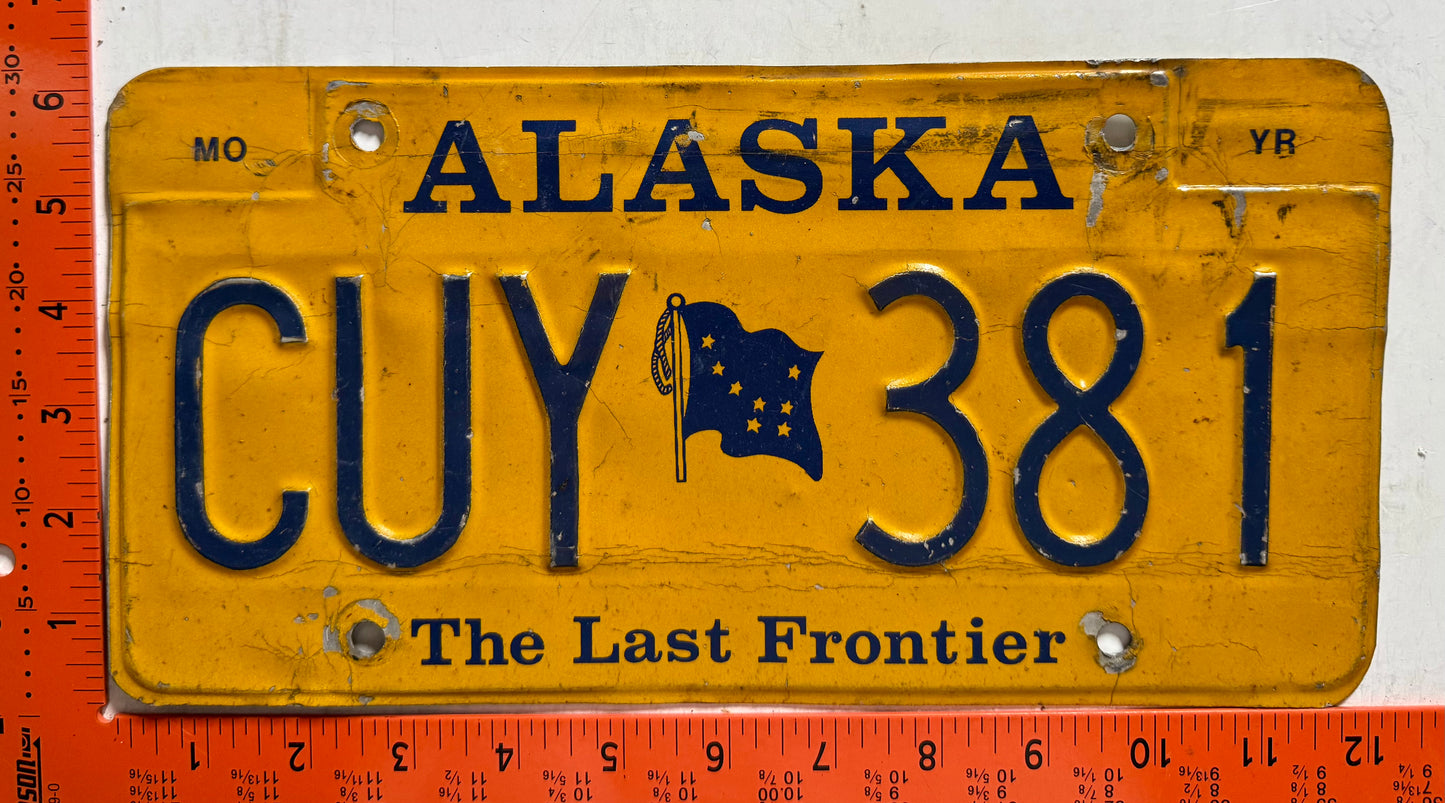 undated Alaska #CUY 381 Passenger License Plate (Crafter)