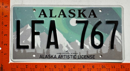 undated Alaska #LFA 767 Arts Passenger License Plate