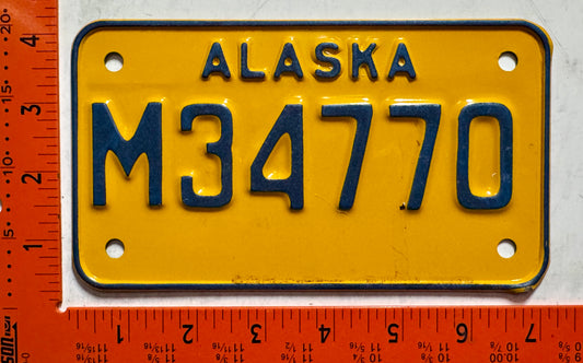 1973 base Alaska #M34770 Motorcycle License Plate