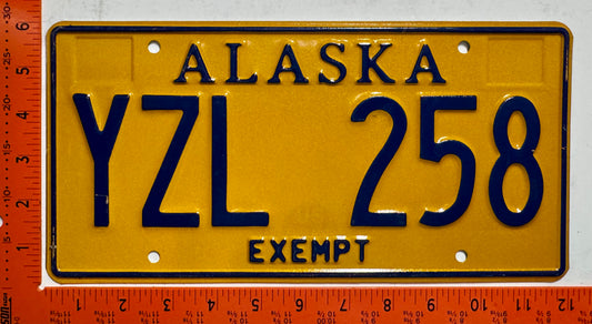 undated Alaska #YZL 258 Exempt License Plate