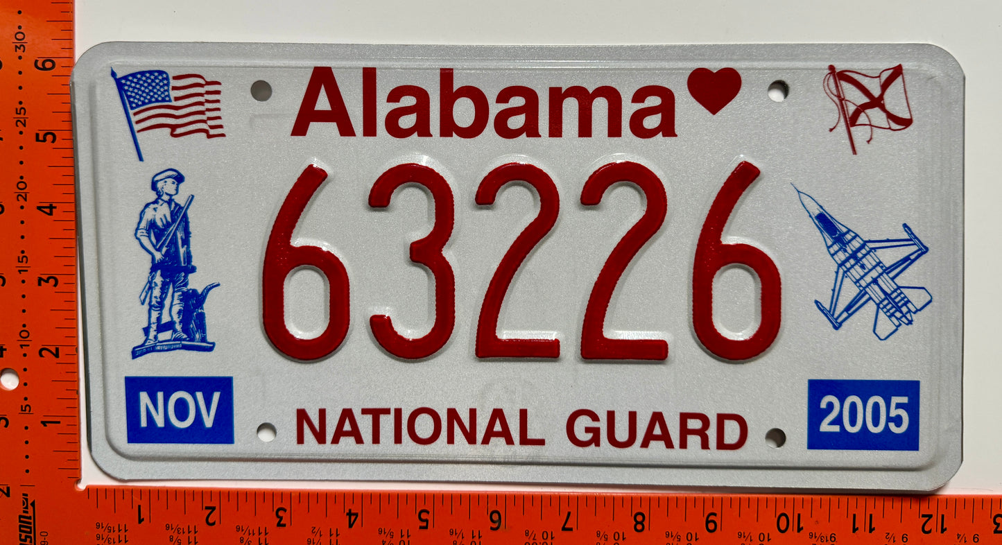 2005 Alabama #63226 National Guard License Plate