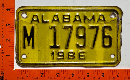 1986 Alabama #M 17976 Motorcycle License Plate