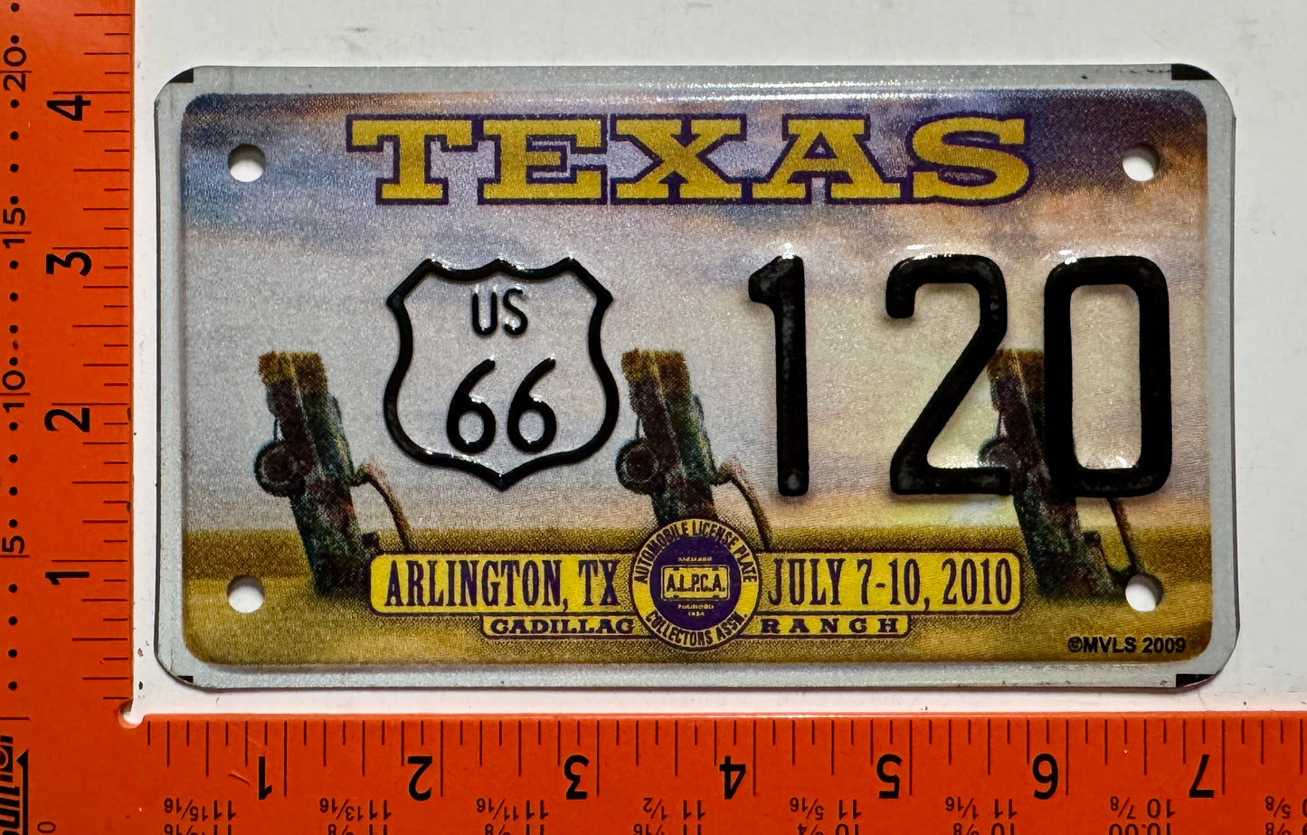 2010 ALPCA Convention Arlington, Texas #120 Motorcycle License Plate