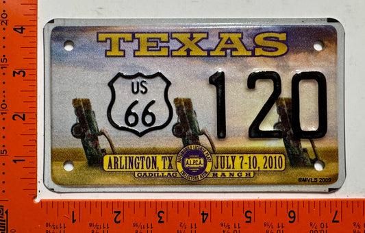 2010 ALPCA Convention Arlington, Texas #120 Motorcycle License Plate