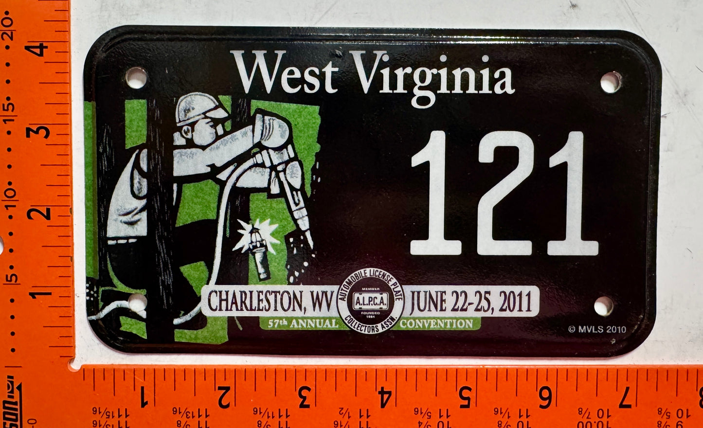 2011 West Virginia #121 Convention Souvenir Motorcycle License Plate