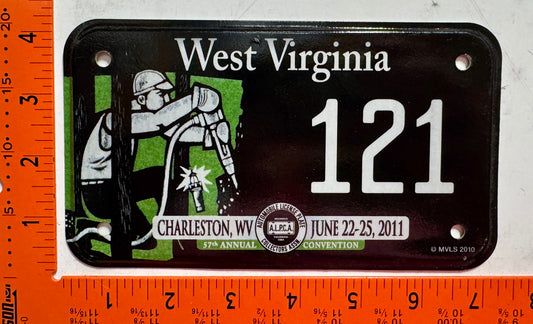 2011 West Virginia #121 Convention Souvenir Motorcycle License Plate