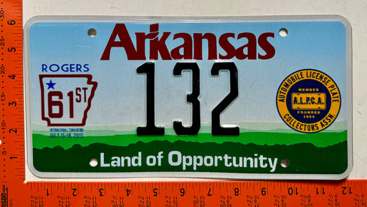 2015 Arkansas #132 ALPCA Convention Souvenir License Plate