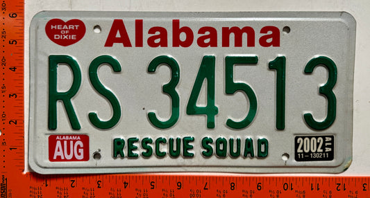 2002 Alabama #RS 34513 Rescue Squad License Plate