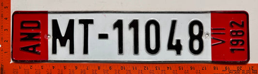 1982 Andorra #MT-11048 Temporary License Plate