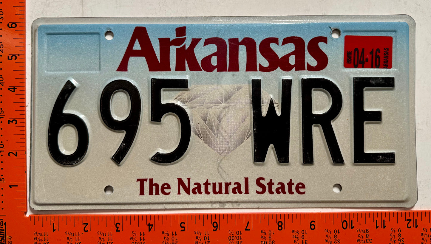 2016 Arkansas #695 WRE Passenger License Plate