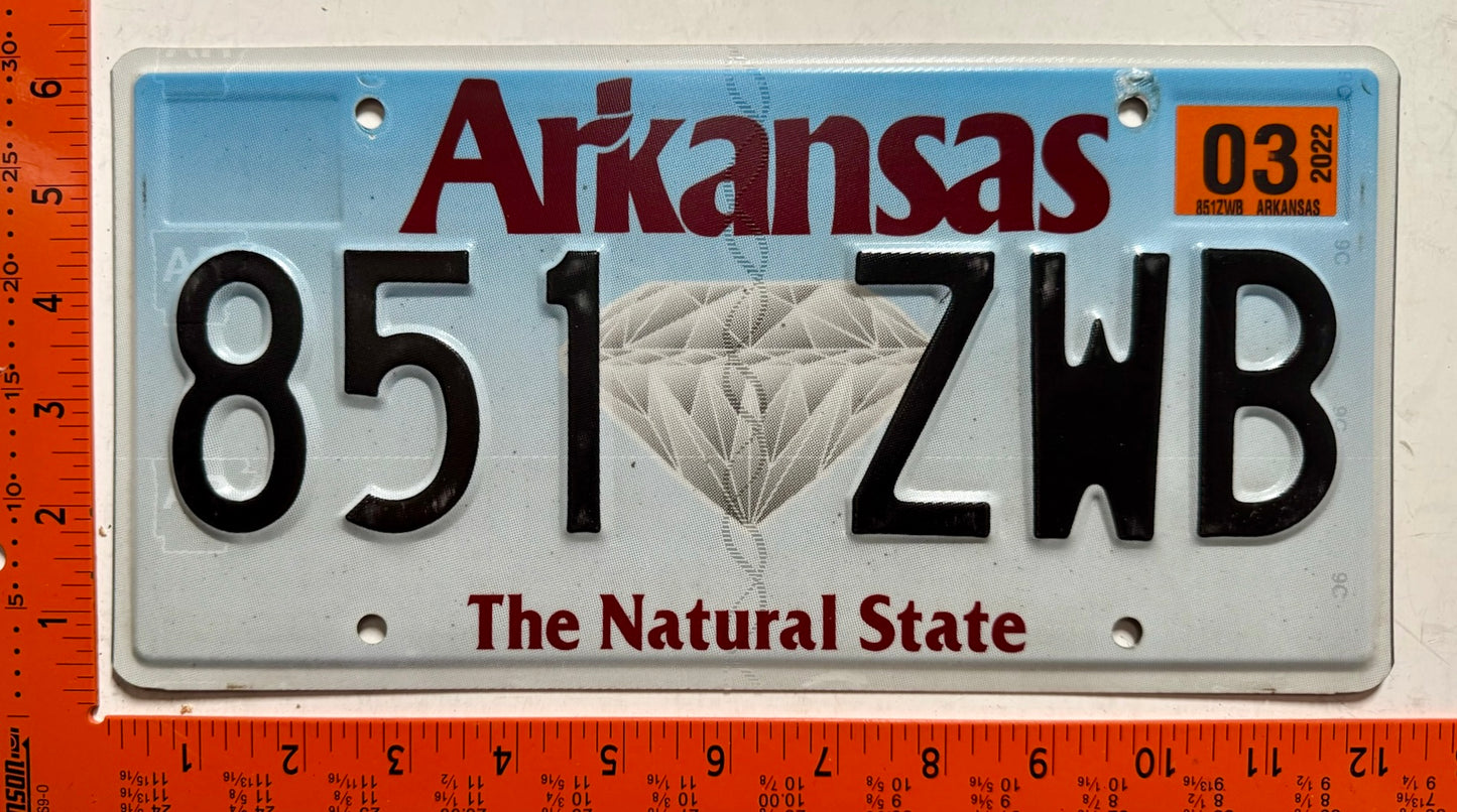 2022 Arkansas #851 ZWB Passenger License Plate