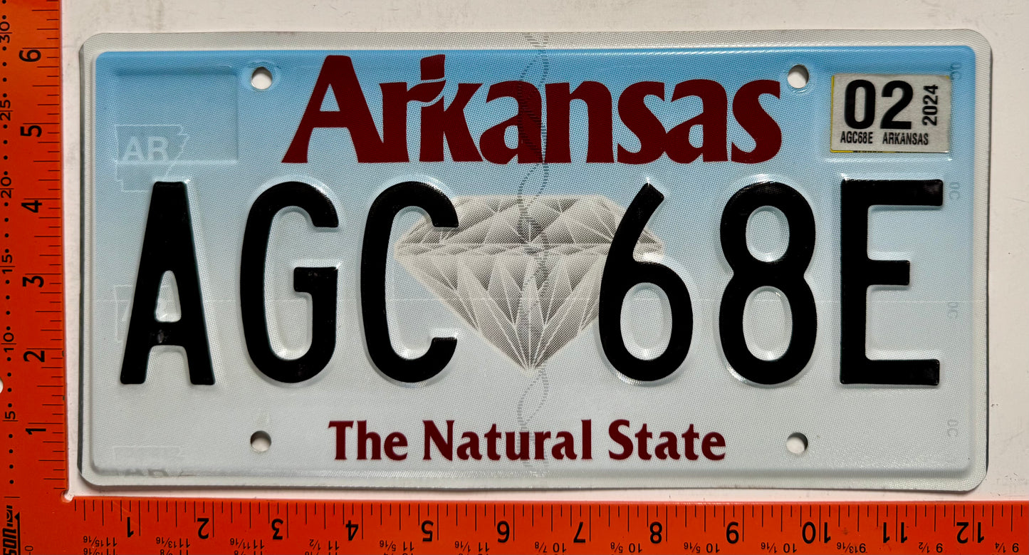 2024 Arkansas #AGC 68E Passenger License Plate