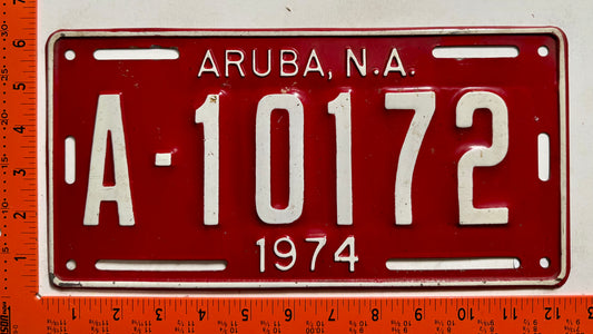1974 Aruba #A-10172 Passenger License Plate