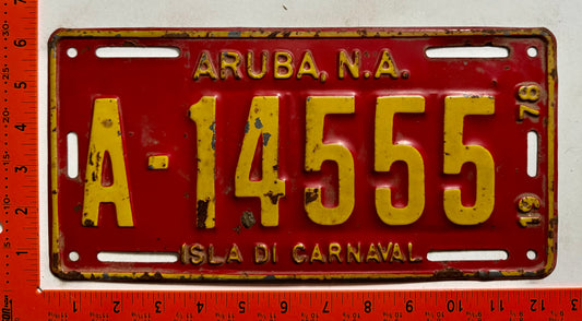 1978 Aruba #A-14555 Passenger License Plate