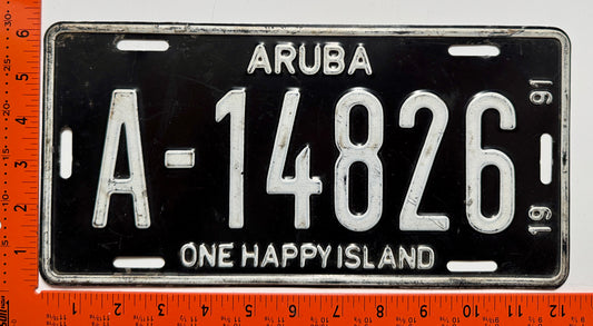 1991 Aruba #A-14826 Passenger License Plate