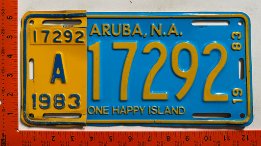 1983 Aruba #A-17292 Passenger License Plate