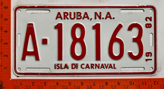 1982 Aruba #A-18163 Passenger License Plate