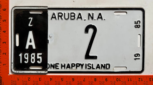 1985 Aruba #A-2 Passenger License Plate