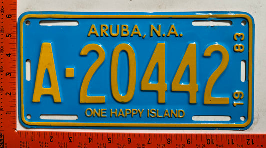 1983 Aruba #A-20442 Passenger License Plate