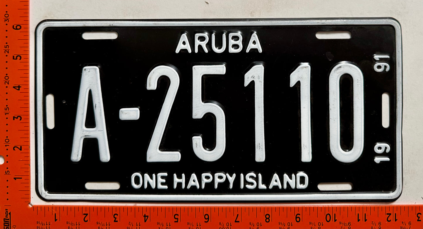 1991 Aruba #A-25110 Passenger License Plate