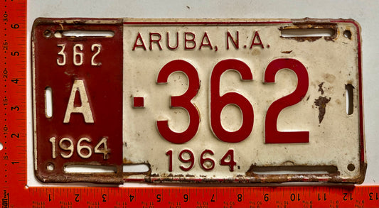 1964 Aruba #A-362 Passenger License Plate