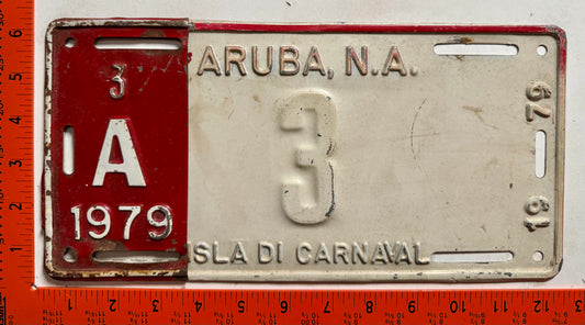 1979 Aruba #A-3 Passenger License Plate