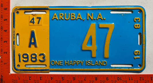 1983 Aruba #A-47 Passenger License Plate