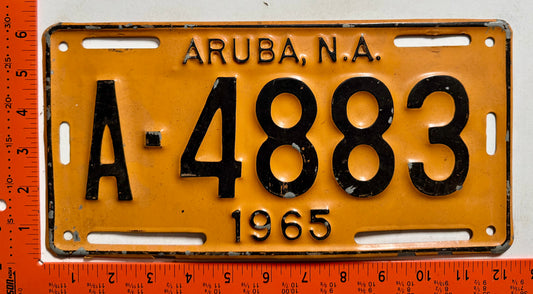 1965 Aruba #A-4883 Passenger License Plate