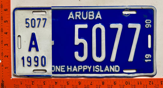 1990 Aruba #A-5077 Passenger License Plate