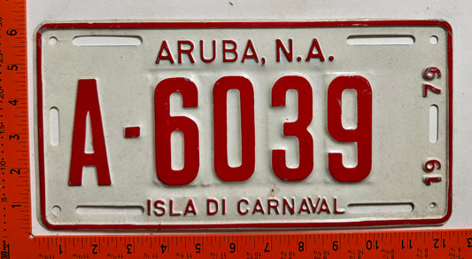 1979 Aruba #A-6039 Passenger License Plate