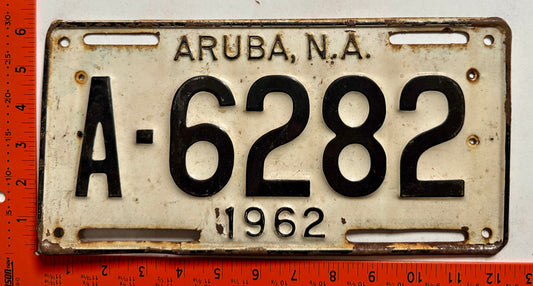 1962 Aruba #A-6282 Passenger License Plate